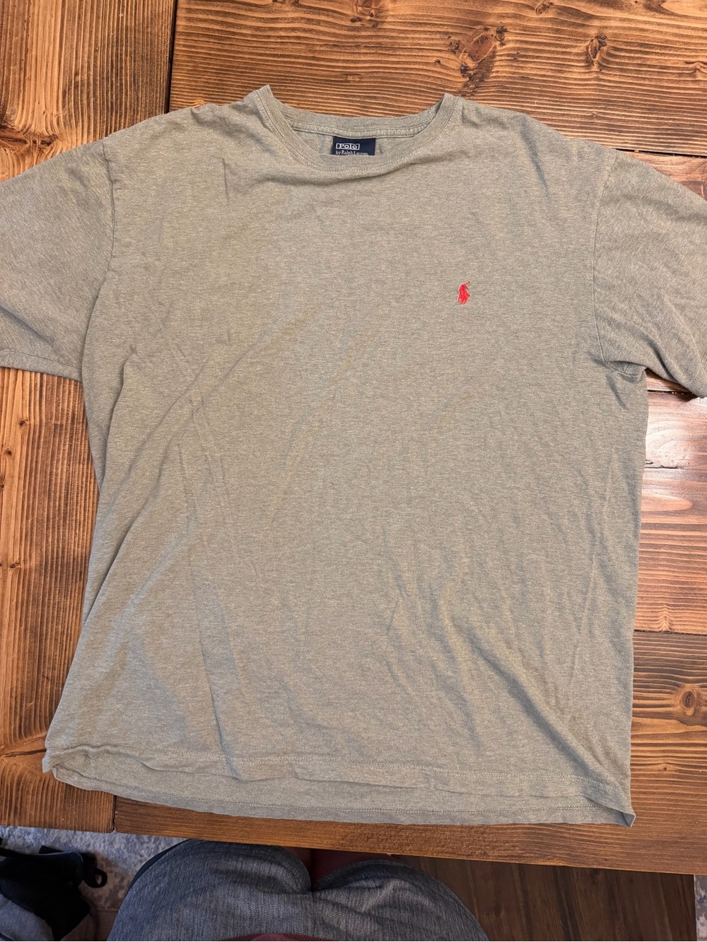 Ralph Lauren Light Gray Short Sleeve Tee with Red Pony